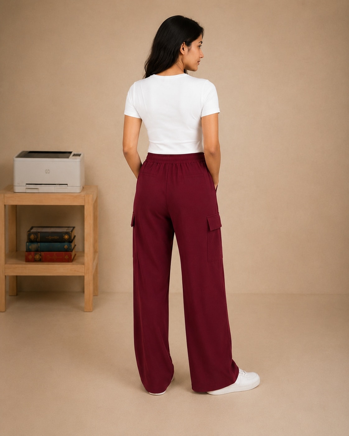 Premium quality wide-leg cargo trouser view 3
