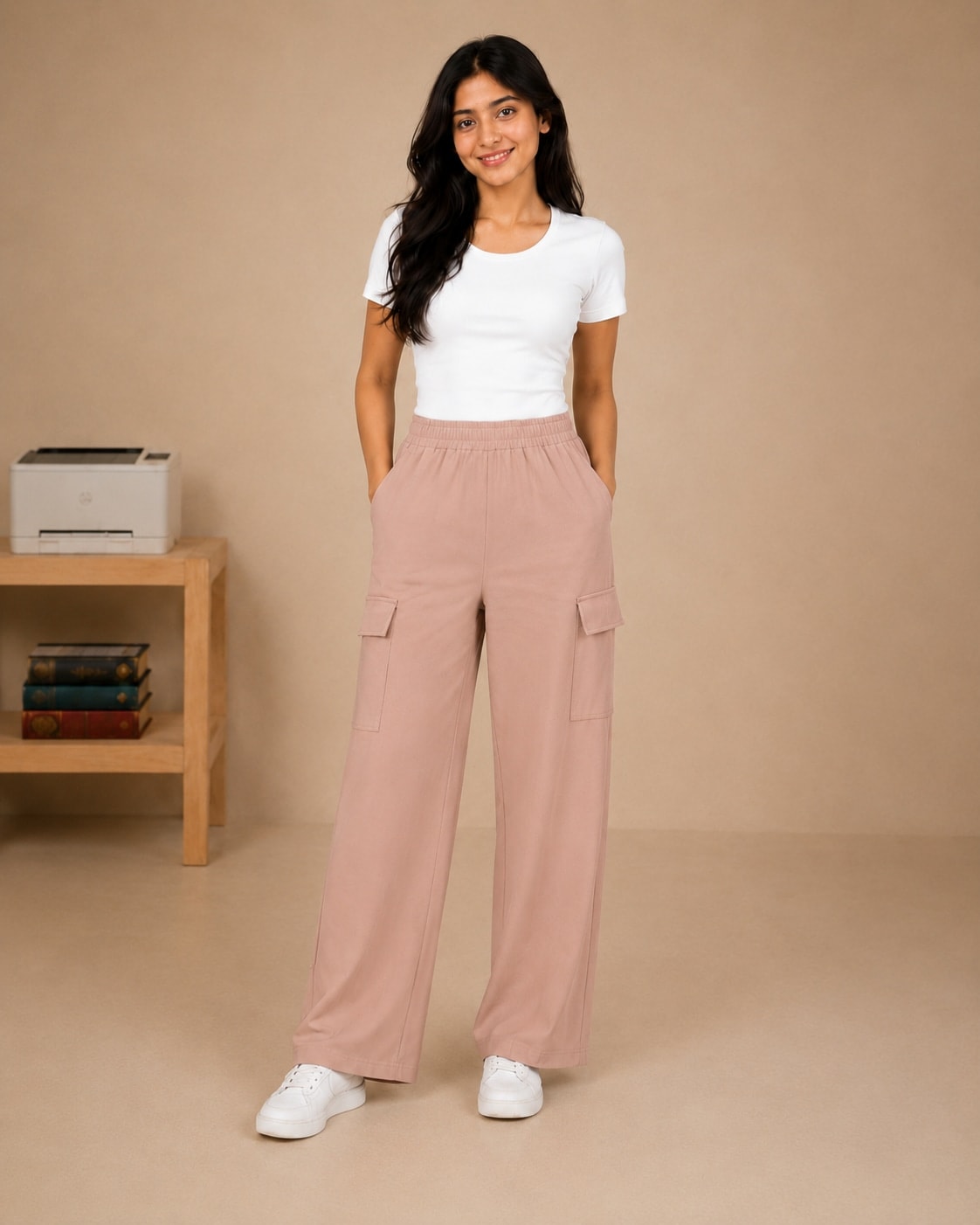 Premium quality wide-leg cargo trouser view 10