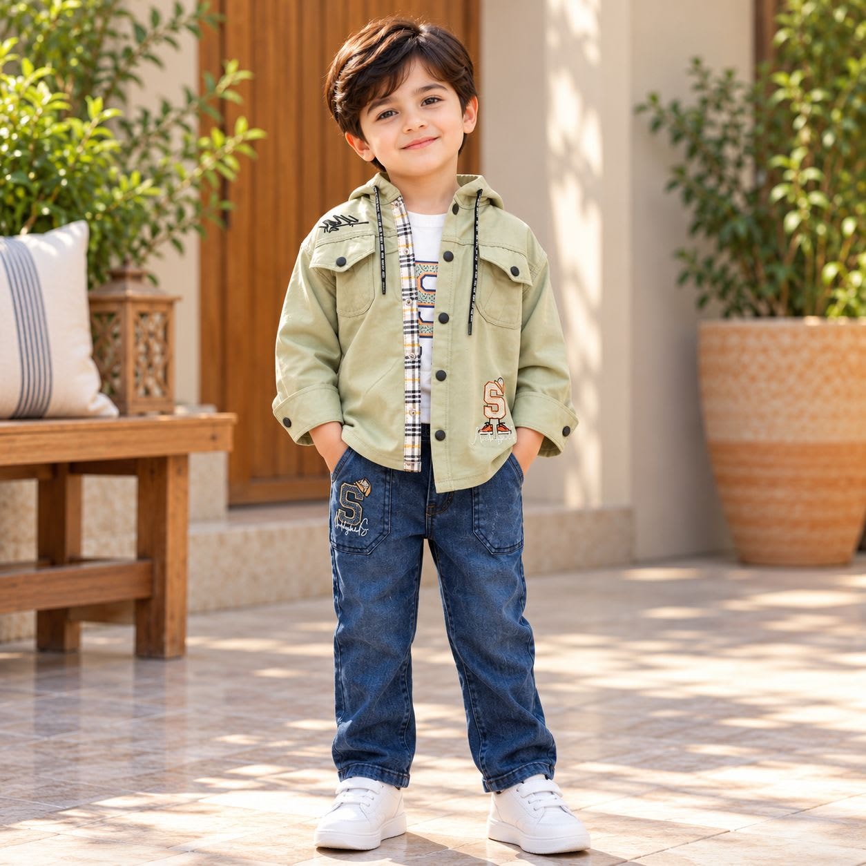 Boys Hooded Overshirt 3-Piece Set
